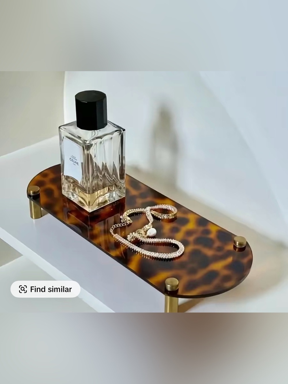 Set of 2 Tortoiseshell Acrylic Vanity Plate Trays Gold Metal Feet